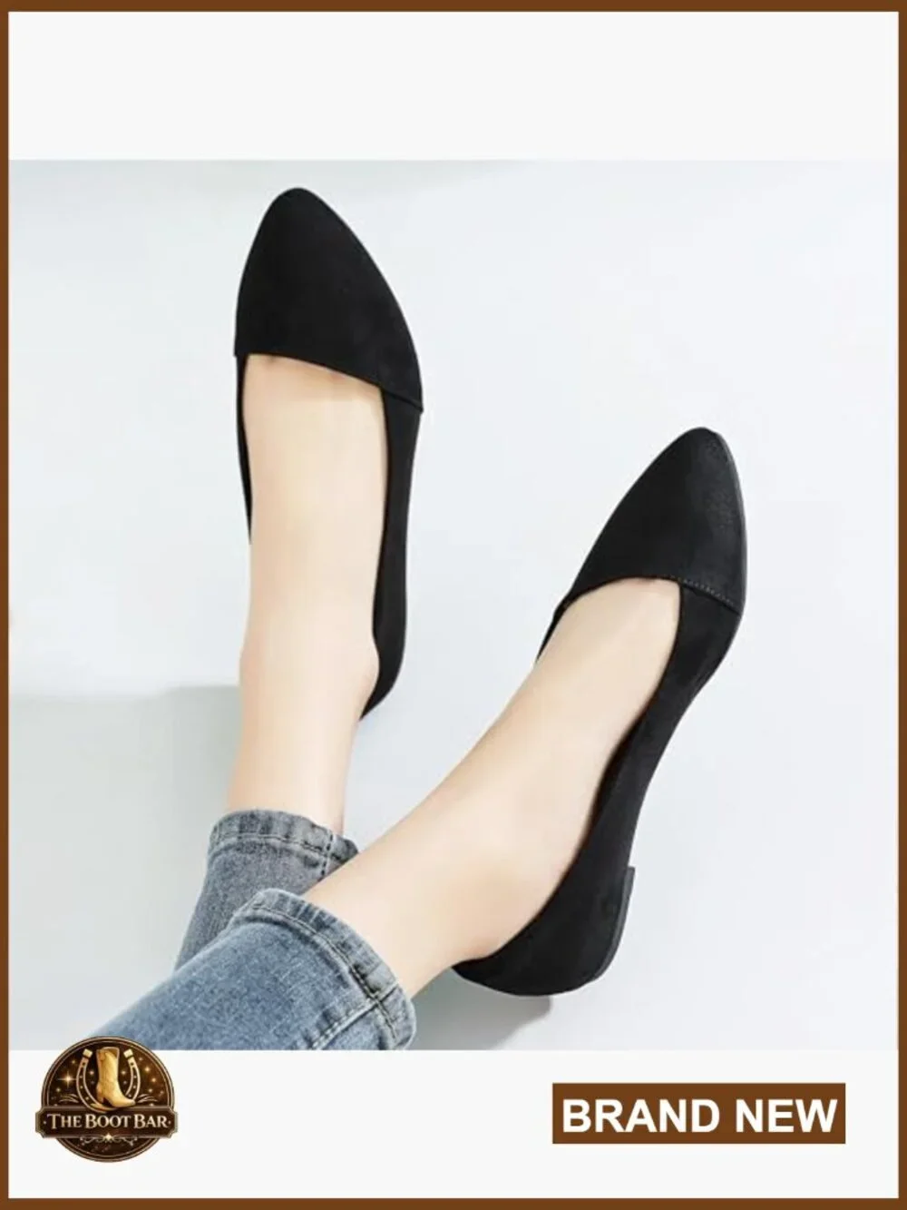 Women's Wide Width Ballet Flats, Pointed Toe Suede, Non-Slip Sole